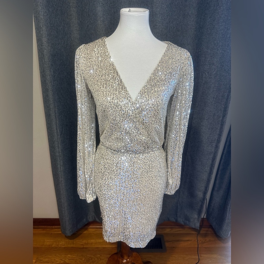 Alter’d State Silver Sequin Mini Dress – Size S - Picture 3 of 14
